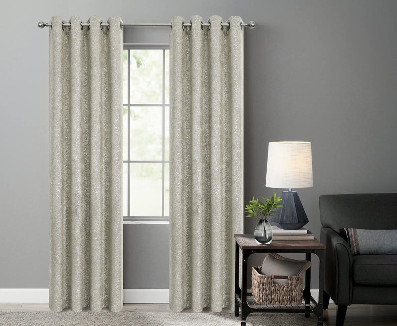 GoodGram 2 Pack Sparkle Chic Thermal Blackout Curtain Panels - Assorted Colors & Sizes (Beige, 84 in. Long) - Image 2